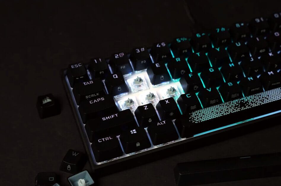 black keyboard with backlight without w a s d keys