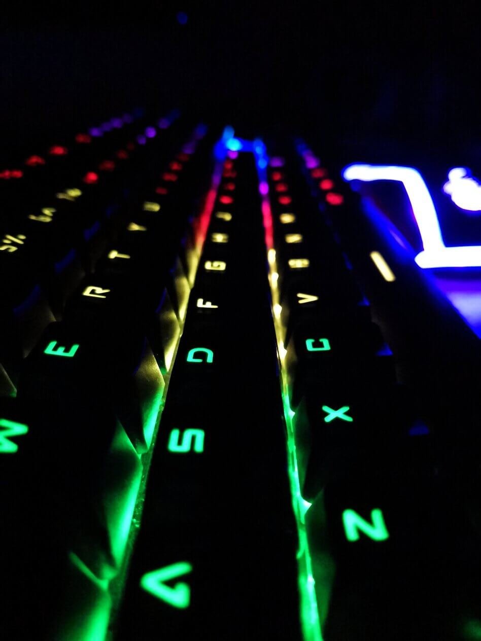 gaming keyboard colored backlight in the dark