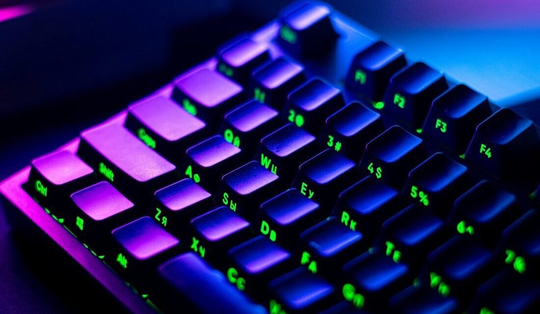 gaming keyboard with green backlight