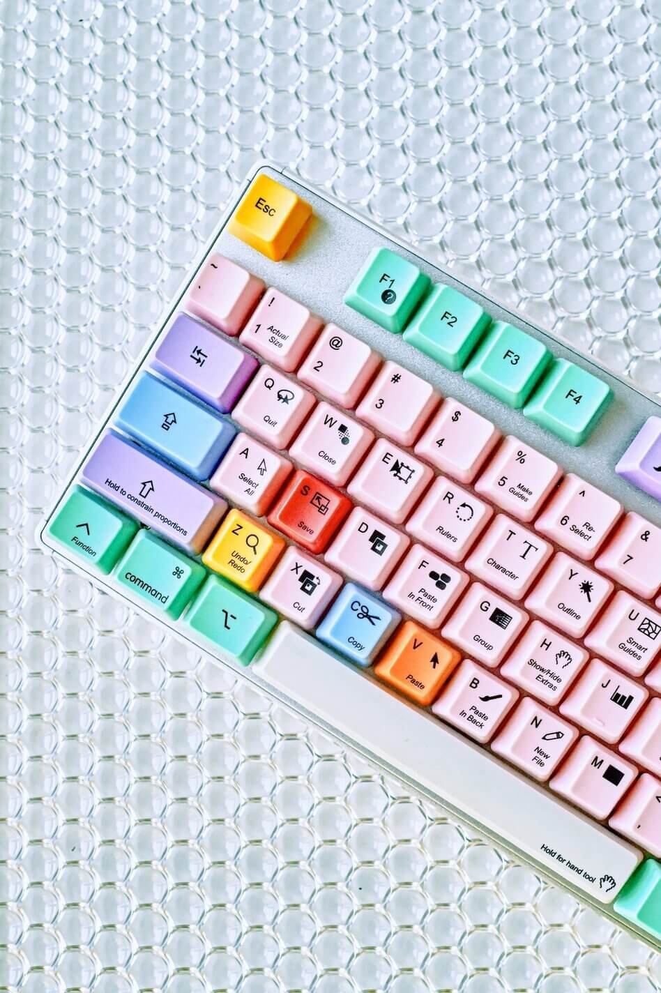 keyboard with colored rainbow keys