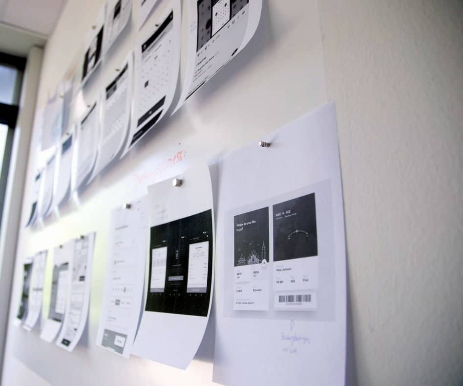printed in black and white documents on the wall board
