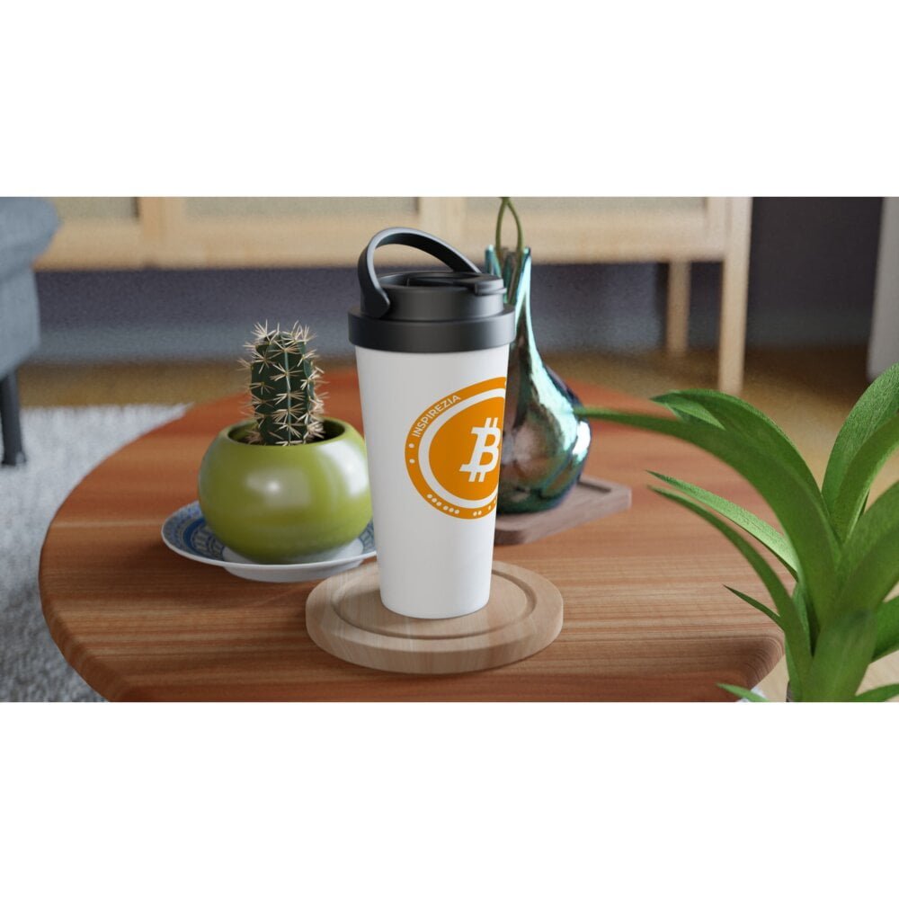 Bitcoin logo travel mug INSPIREZIA