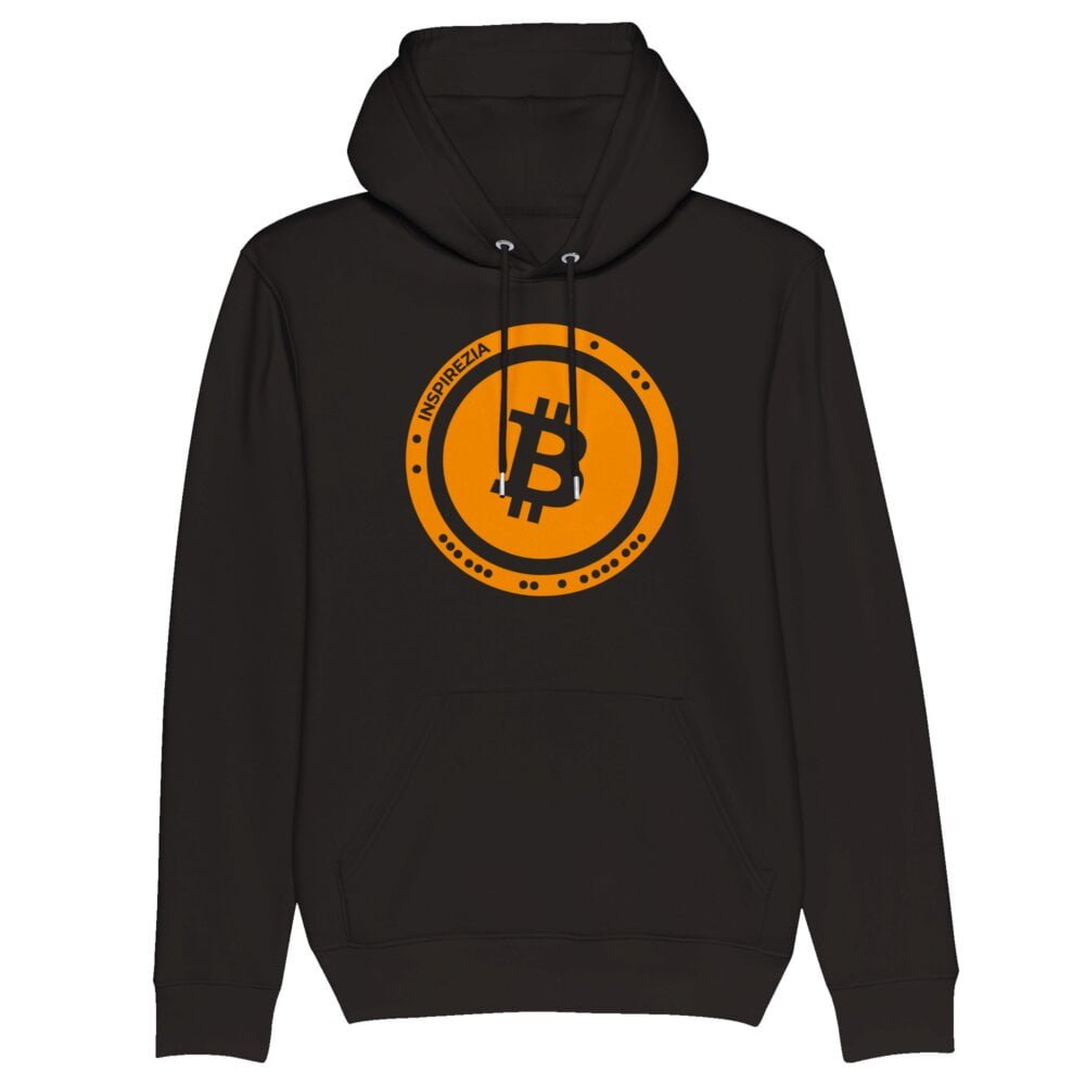 Bitcoin logo eco friendly hoodie organic INSPIREZIA