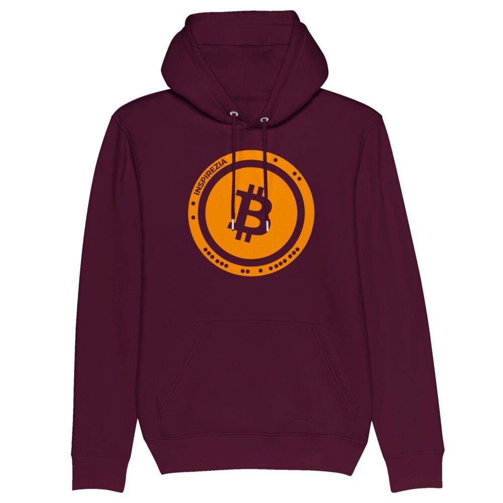 Bitcoin logo eco friendly hoodie organic INSPIREZIA