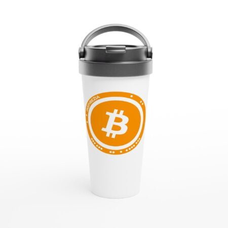 Bitcoin logo travel mug INSPIREZIA