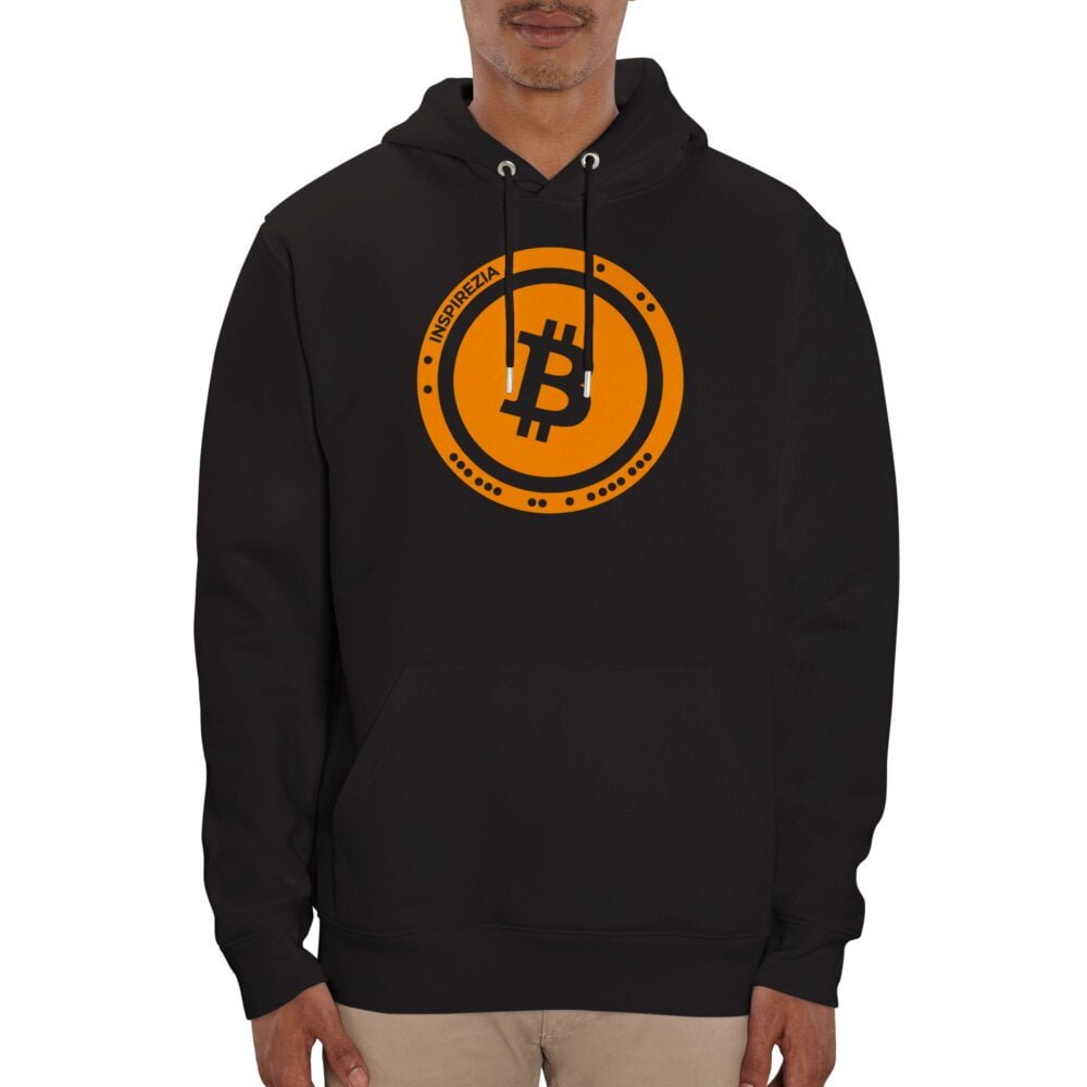 Bitcoin logo eco friendly hoodie organic INSPIREZIA