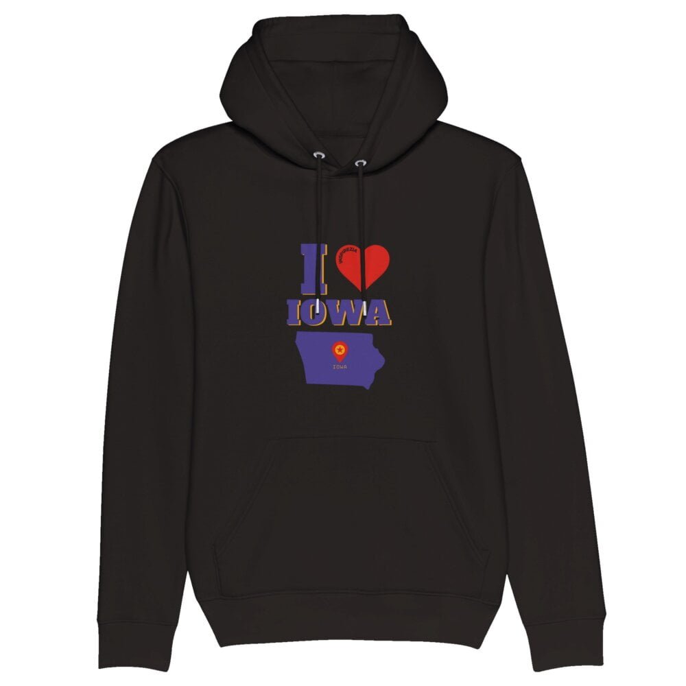 I love Iowa eco friendly hoodie INSPIREZIA