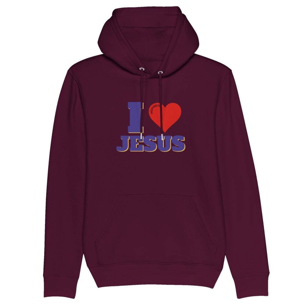 I love Jesus eco friendly hoodie INSPIREZIA