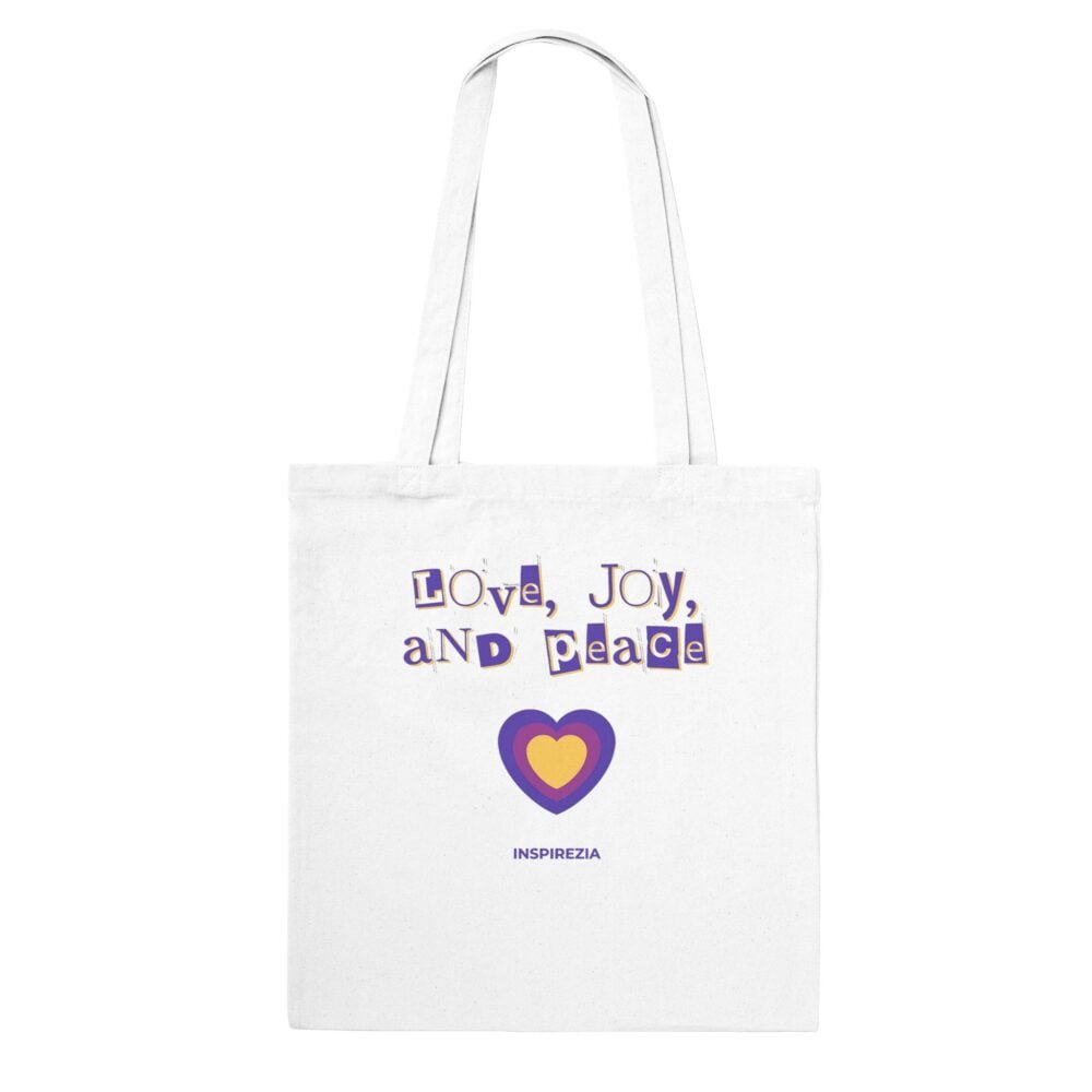 Love, joy, and peace tote bag INSPIREZIA