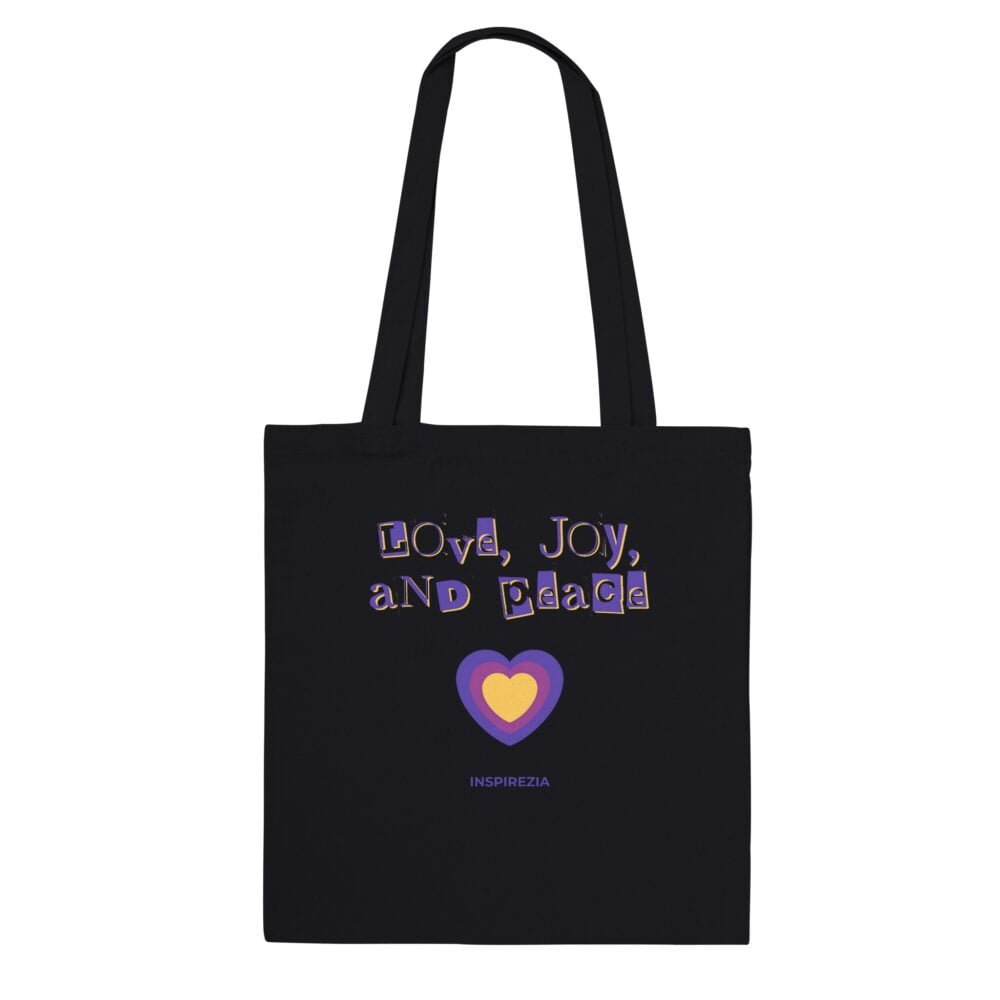 Love, joy, and peace tote bag INSPIREZIA