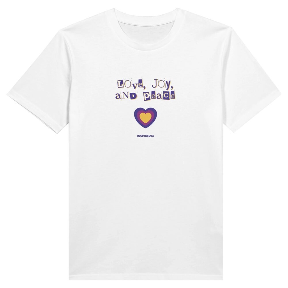 Love, joy, and peace eco friendly t shirt INSPIREZIA