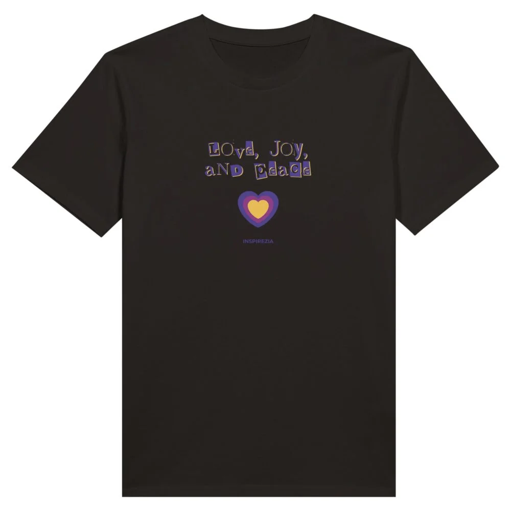 Love, joy, and peace eco friendly t shirt INSPIREZIA