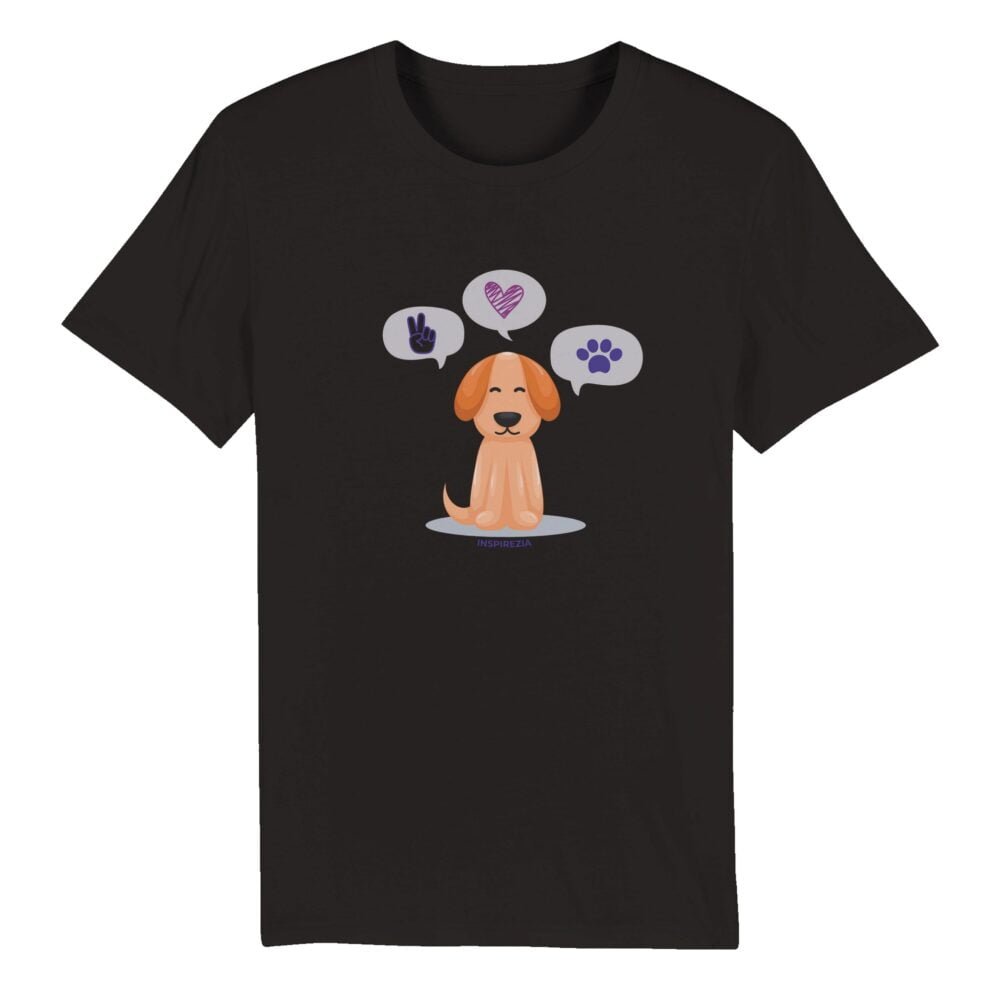 Peace, love, dog eco friendly t shirt INSPIREZIA