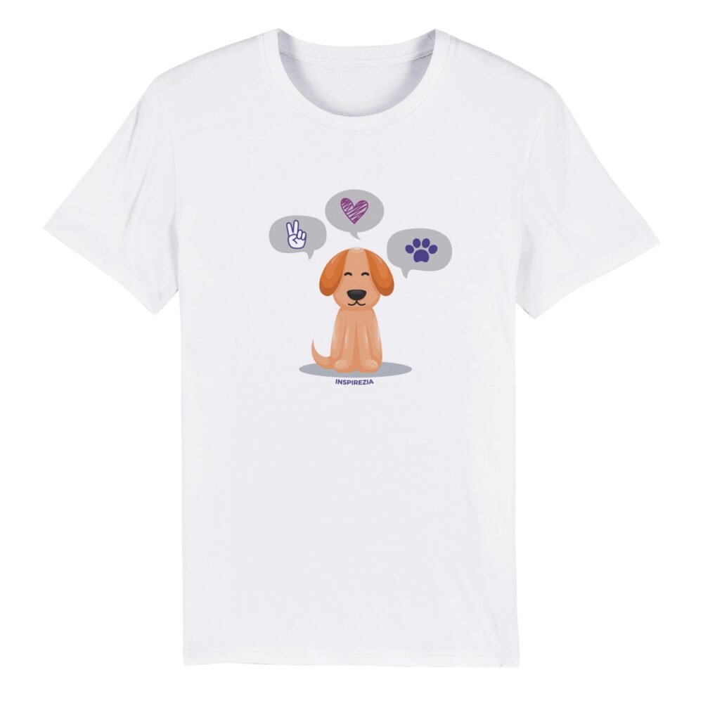 Peace, love, dog eco friendly t shirt INSPIREZIA